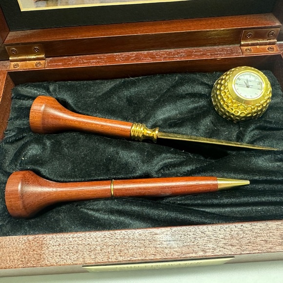 Wooden Golf Desk Set with Brass Accents - Picture 3 of 5